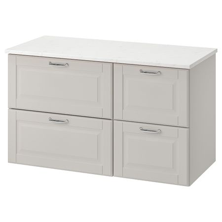 Шкаф для раковины с 4 ящ, Кашён светло-серый/под мрамор 102x49x60 см IKEA GODMORGON ГОДМОРГОН / TOLKEN ТОЛКЕН 292.953.32