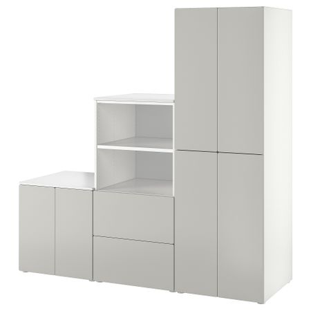 Комбинация для хранения, белый, серый, 180x57x181 см IKEA PLATSA ПЛАТСАA ПЛАТСА, SMÅSTAD СМОСТАД 594.876.26