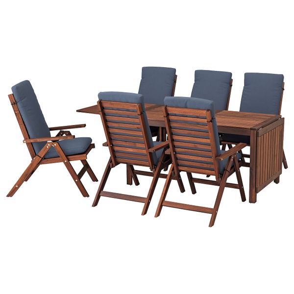 Стол+6кресел,д/сада, коричневая морилка/ФРЁСЁН/ДУВХОЛЬМЕН синий IKEA ЭПЛАРО 592.687.61 - фото 1