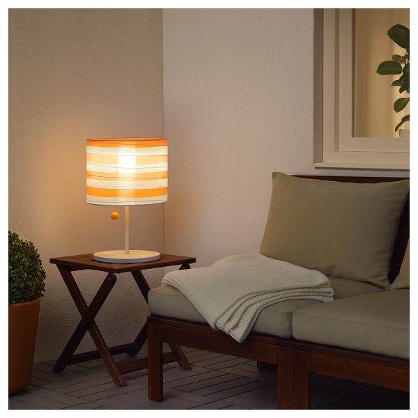 Настольная светодиодная лампа, солнечная батарея СОЛВИДЕН, для сада, в полоску желтый/белый - фото 2