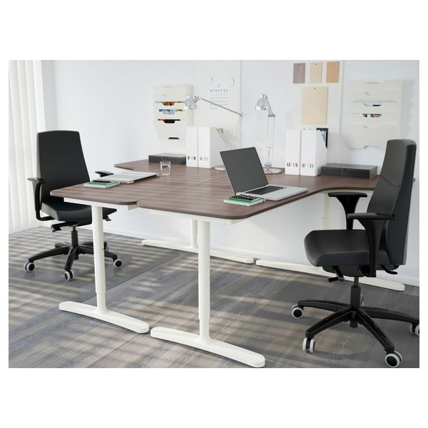 Угловой письменный стол левосторонний БЕКАНТ, серый, белый (160x110 см) - фото 3