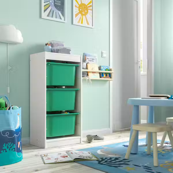 TROFAST Комбинация д/хранения+контейнеры - белый/ярко-зеленый 46x30x94 см - фото 2