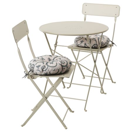 Стол + 2 складных стула для сада САЛЬТХОЛЬМЕН, бежевый, Стегон бежевый