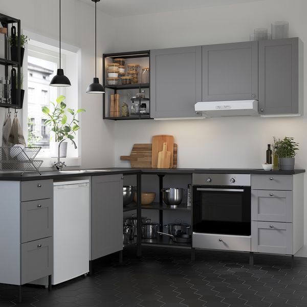 Угловая кухня, антрацит/серый каркас IKEA ENHET 293.380.20 - фото 3