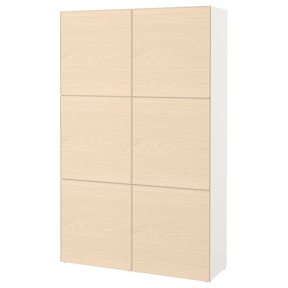Комбинация для хранения с дверцами БЕСТО, белый, Инвикен ясеневый шпон (120x40x192 см) - фото 1