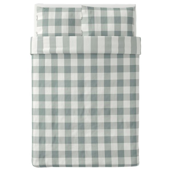 Пододеяльник и 2 наволочки ЭММИ РУТА, зеленый, белый (200x200/50x70 см) - схема-чертеж с размерами