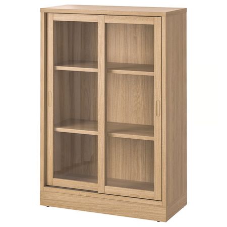 TONSTAD Шкаф+раздвижные стеклянные дверцы - дубовый шпон 82x37x120 см
