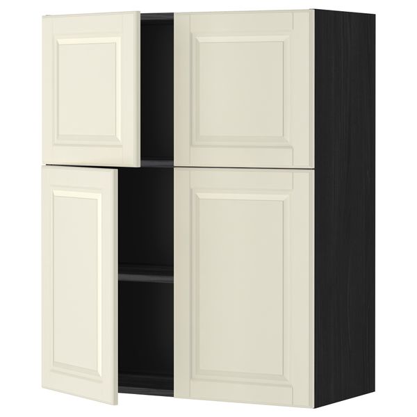 Навесной шкаф с полками, 4 дверцы МЕТОД, черный, Будбин белый с оттенком (80x100 см) - схема-чертеж с размерами