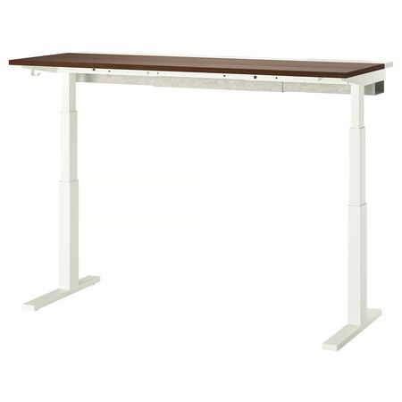 MITTZON Стол/трансф - электрический шпон грецкого ореха/белый 160x60 см