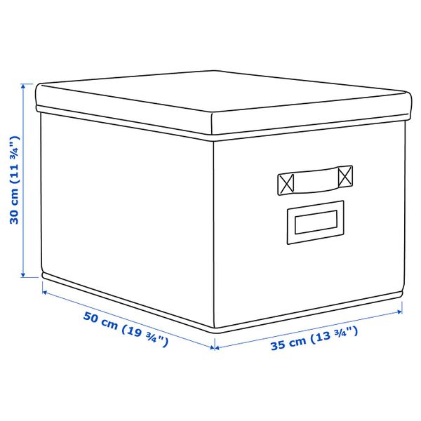 Коробка с крышкой, бежевый 35x50x30 см IKEA STORSTABBE СТОРСТАББЕ 104.103.65 - схема-чертеж с размерами