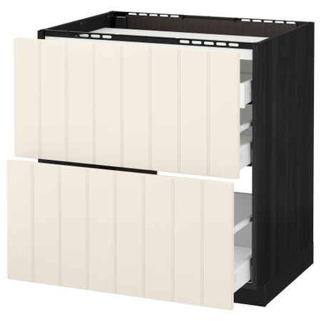 Напольный шкаф, 2 фронтальных панели, 3 ящика МЕТОД / МАКСИМЕРА, черный, Хитарп белый с оттенком