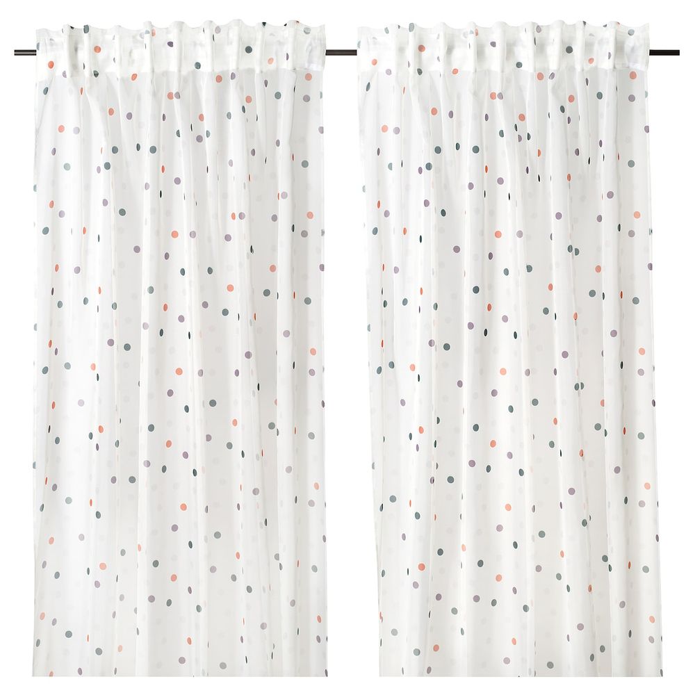 Гардины, 2 шт., точечный разноцветный 145x300 см IKEA KARLOTTE КАРЛОТТЕ 604.472.91 - фото 1