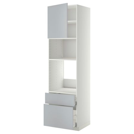 Высокий шкаф для духовки/СВЧ дверца, 2 ящика МЕТОД / МАКСИМЕРА, белый, Веддинге серый