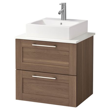 Шк п-раковину/столешн45x45/раковина ГОДМОРГОН/АЛДЕРН / ТОРНВИКЕН, под грецкий орех, белый (62x49x72 см)