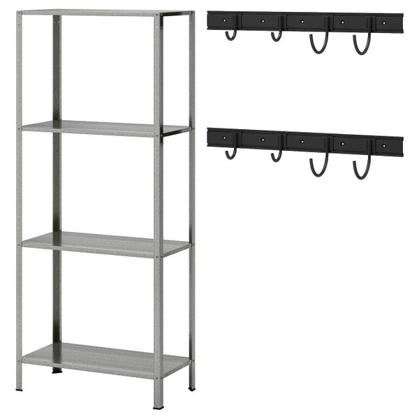 Стеллаж с 2 рейлингами/8 крючками IKEA БРАНДУР / ХИЛЛИС 193.180.70 - фото 1