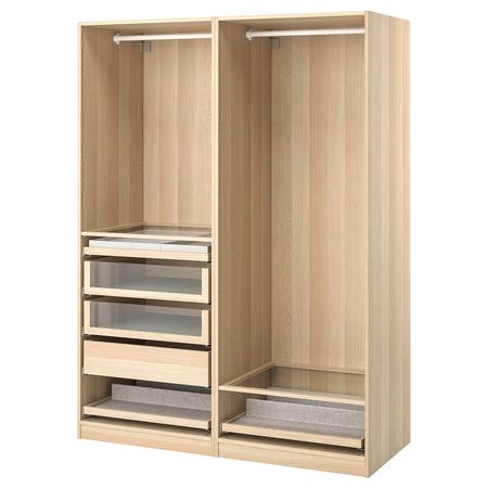 PAX Гардероб, комбинация - под беленый дуб 150x58x201 см