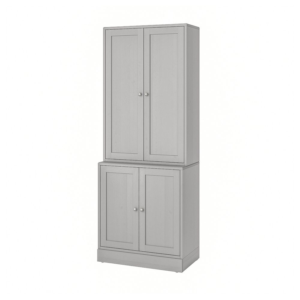 Комбинация для хранения с дверцами, серый 81x47x212 см IKEA HAVSTA ХАВСТА 592.659.89 - фото 1
