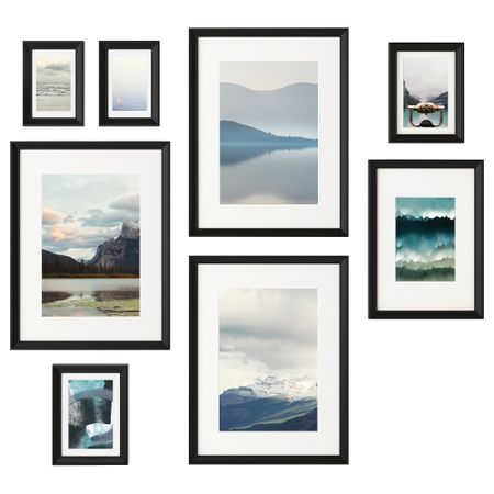 Рама с постером, 8 предмета КНОППЭНГ, черный