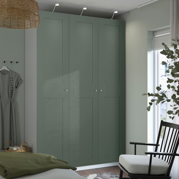PAX / GRIMO Гардероб, комбинация - белый/серо-зеленый 150x60x236 см - фото 2