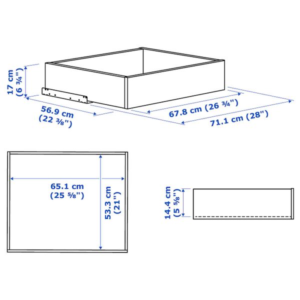 Ящик, белый 75x58 см IKEA KOMPLEMENT КОМПЛИМЕНТ 403.666.34 - схема-чертеж с размерами
