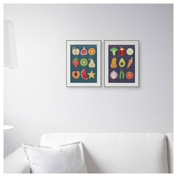 Набор постеров, 2 штуки ТВИЛЛИНГ, фрукты и овощи (30x40 см) - схема-чертеж с размерами