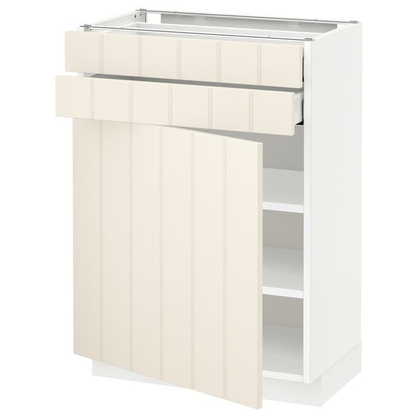 Напольный шкаф с дверцей, 2 ящиками МЕТОД / МАКСИМЕРА, белый, Хитарп белый с оттенком - схема-чертеж с размерами