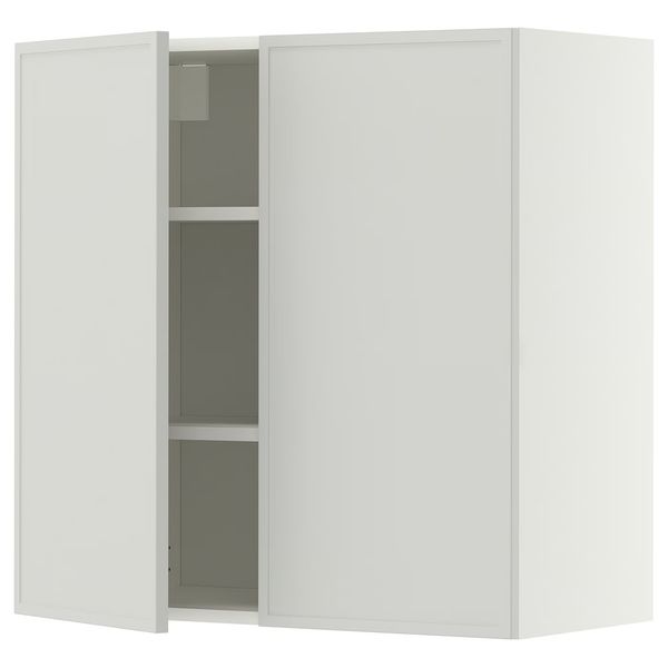 METOD Навесной шкаф с полками/2дверцы - белый/Aspudden светло-серый 80x80 см - фото 1