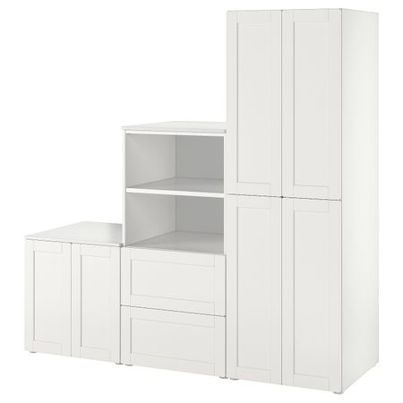 Комбинация для хранения, белый/с рамой 180x57x181 см IKEA SMÅSTAD СМОСТАД / OPPHUS ОПХУС 894.876.39