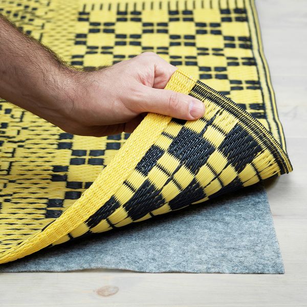 Ковер, безворсовый, желтый/черный 75x150 см IKEA SAMMANKOPPLA САММАНКОППЛА 904.643.16 - схема-чертеж с размерами