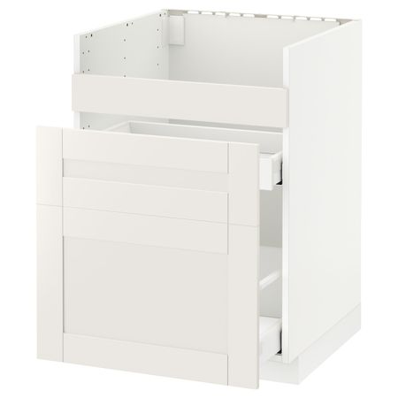 Напольный шкаф для мойки ХАВСЕН/3фасада/2ящ, белый Максимера/Сэведаль белый 60x60 см IKEA METOD МЕТОД 492.804.57