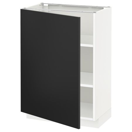 Напольный шкаф с полками, белый/Юдевалла антрацит 60x37 см IKEA METOD МЕТОД 792.403.61