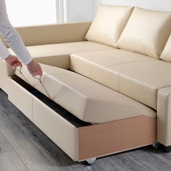 Угловой диван-кровать с отделением для/хран, Бумстад бежевый IKEA FRIHETEN ФРИХЕТЭН 704.488.98 - фото 5