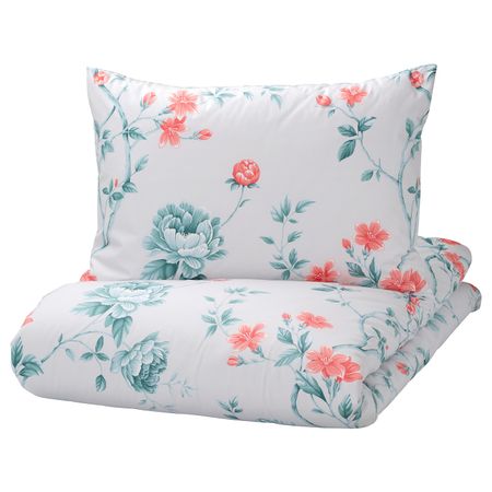 Пододеяльник и 1 наволочка, цветок/бежевый 150x200/50x70 см IKEA SKÄCKMAL СКЭККМАЛ 905.198.37