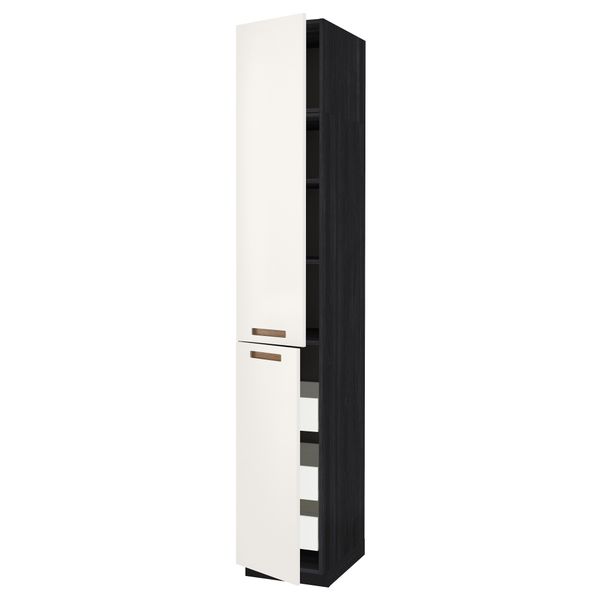 Высокий шкаф + полки, 3 ящика, 2 дверцы МЕТОД / ФОРВАРА, черный, Мэрста белый - схема-чертеж с размерами