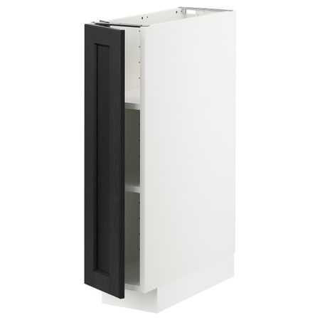 Напольный шкаф с полками, белый/Лерхюттан черная морилка 20x60 см IKEA METOD МЕТОД 594.455.18