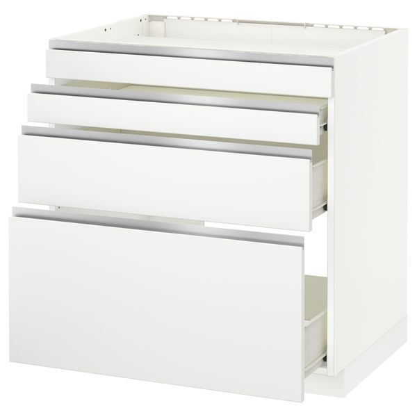 Напольный шкаф для духовки, 4фасада, 3 ящика МЕТОД / ФОРВАРА, белый, Нодста белый - схема-чертеж с размерами