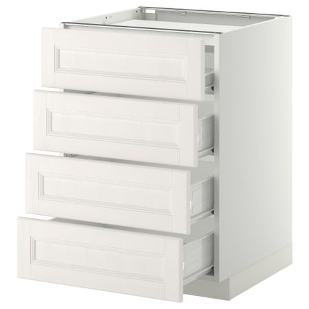 Напольный шкаф, 4 фронтальных панели, 4 ящика МЕТОД / ФОРВАРА, белый, Лаксарби белый
