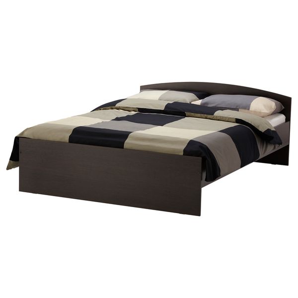 Каркас кровати с изголовьем ТОДАЛЕН, черно-коричневый (140x200 см) - схема-чертеж с размерами