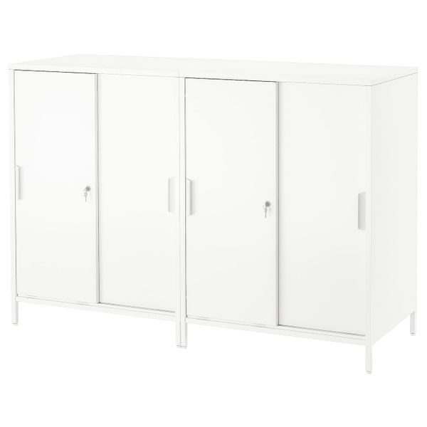 Шкаф с раздвижными дверцами, белый 160x110 см IKEA TROTTEN ТРОТТЕН 194.296.62 - фото 1