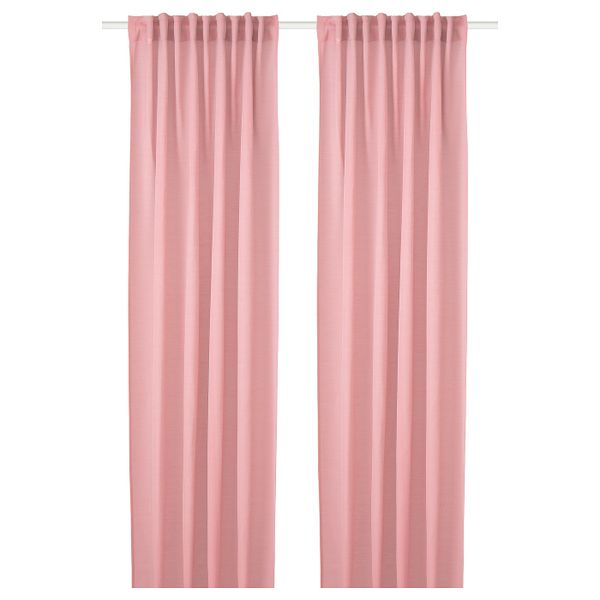Гардины, 2 шт., светло-красный 145x300 см IKEA HILJA ХИЛЬЯ 104.630.33 - фото 1