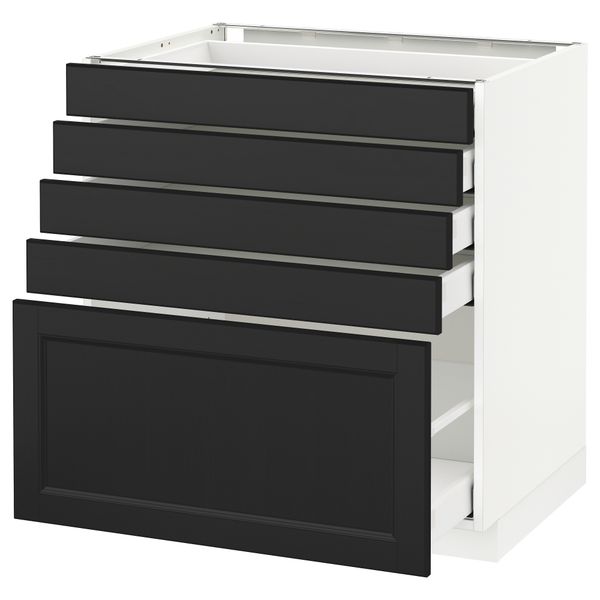 Напольный шкаф с 5 ящиками МЕТОД / МАКСИМЕРА, белый, Лаксарби черно-коричневый - схема-чертеж с размерами