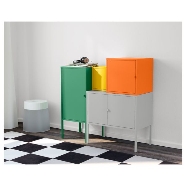 Комбинация для хранения ЛИКСГУЛЬТ, зеленый/серый, оранжевый/желтый (95x92 см) - фото 4