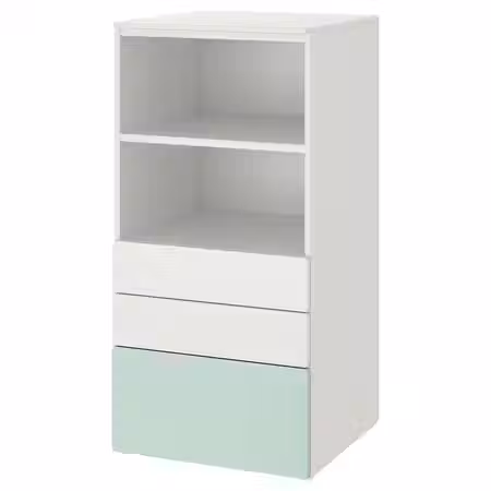 SMÅSTAD / PLATSA Стеллаж - белый светло-зеленый/с 3 ящиками 60x57x123 см