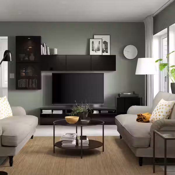 BESTÅ Шкаф для ТВ, комбин/стеклян дверцы - фото 3