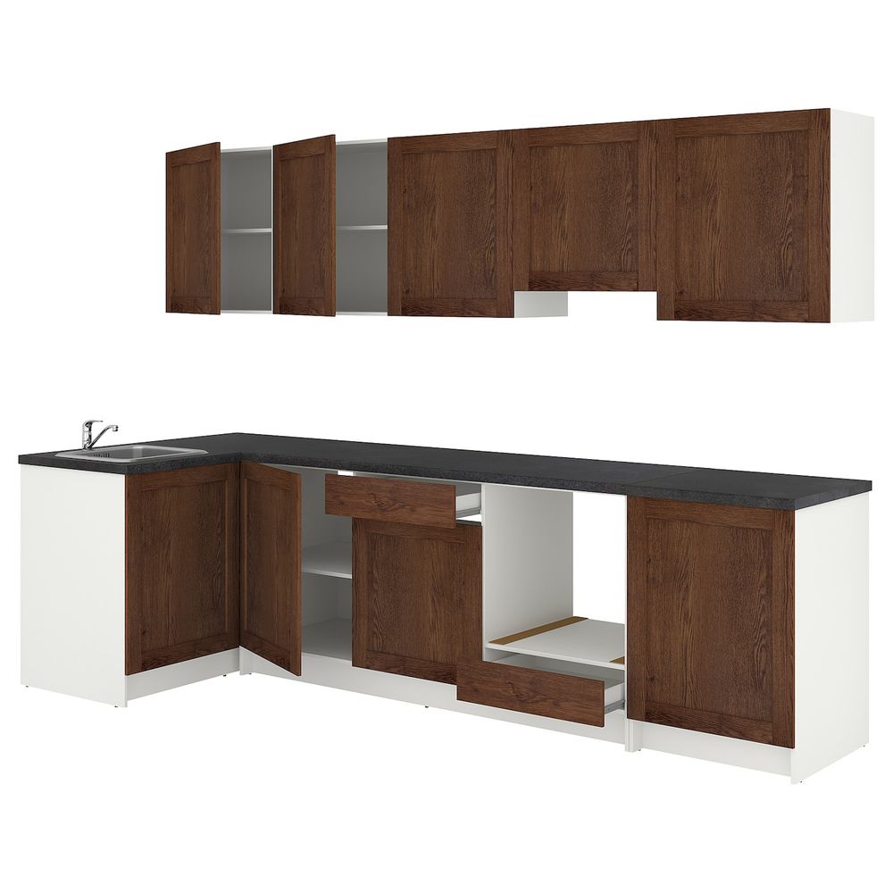 Кухня, под коричневый мореный ясень 120x300x220 см IKEA KNOXHULT КНОКСХУЛЬТ 194.177.77 - фото 1
