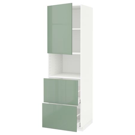 Высокий шкаф для СВЧ/дверца/2ящика МЕТОД / МАКСИМЕРА, белый, Калларп светло-зеленый