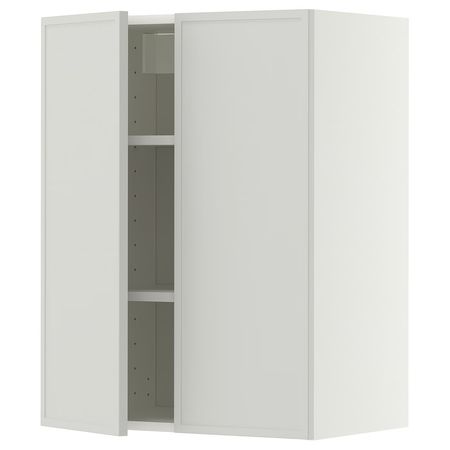 METOD Навесной шкаф с полками/2дверцы - белый/Aspudden светло-серый 60x80 см