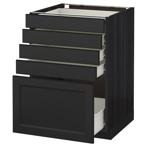 Напольный шкаф с 5 ящиками МЕТОД / ФОРВАРА, черный, Лаксарби черно-коричневый - схема-чертеж с размерами