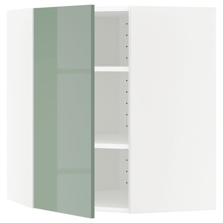 Угловой навесной шкаф с полками, белый, Калларп светло-зеленый, 68x80 см IKEA МЕТОД 292.249.57