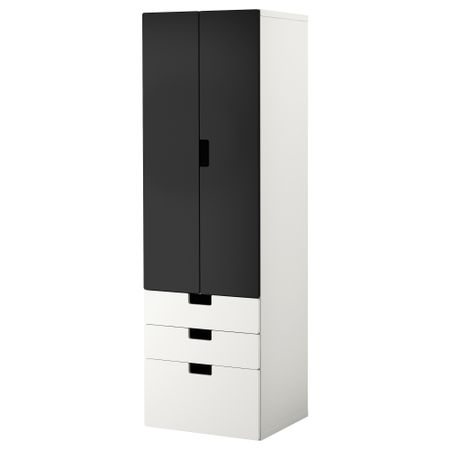 Комбинация для хранения с дверцами, ящиками СТУВА, белый, черный (60x50x192 см)